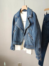 Chic Denim Lapel Collar Short Spring Jacket
